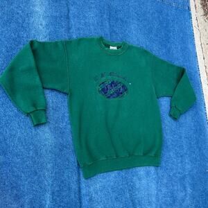 90s LA Bedford UW Milwaukee Dad quilted embroidered crewneck pullover